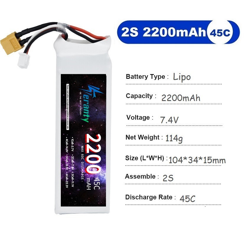 2PCS 7.4V Lipo 2S Battery 1500 - Drone Rc Leading review and price